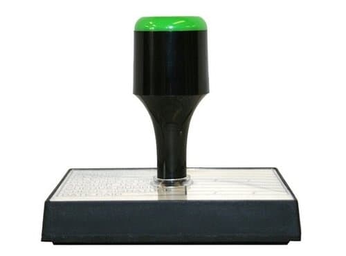Traditional wood-mounted rubber stamp with handle