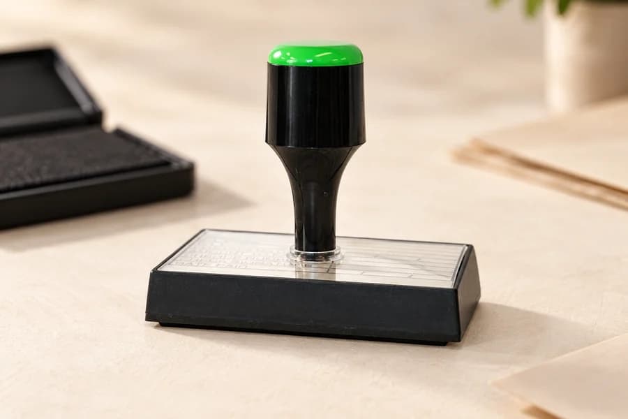 Traditional rubber stamp with a plastic handle